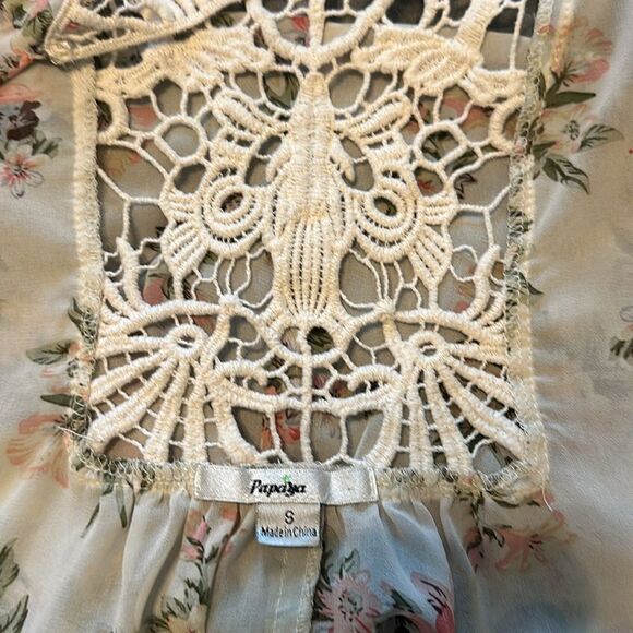 Papaya Cardigan Kimono Sheer Floral Boho Top Blouse Small S - Picture 3 of 4
